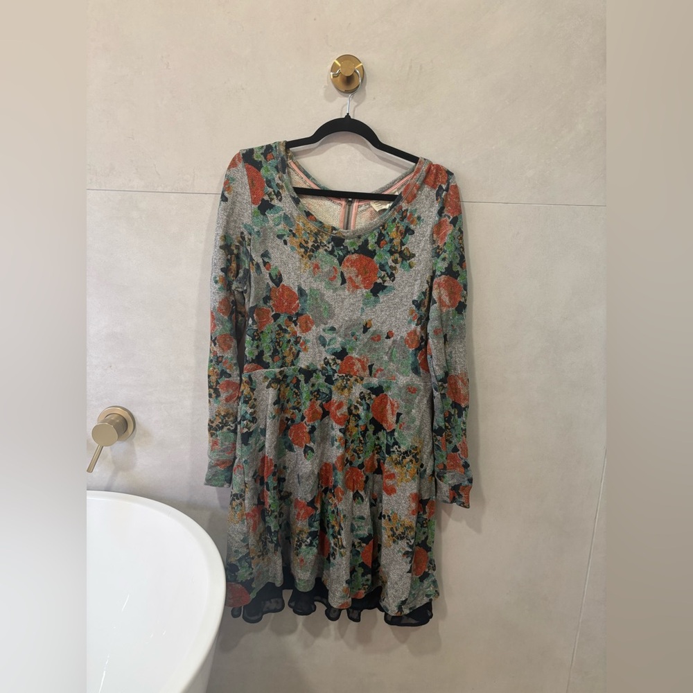 Anthropologie floral dress with lace underlay